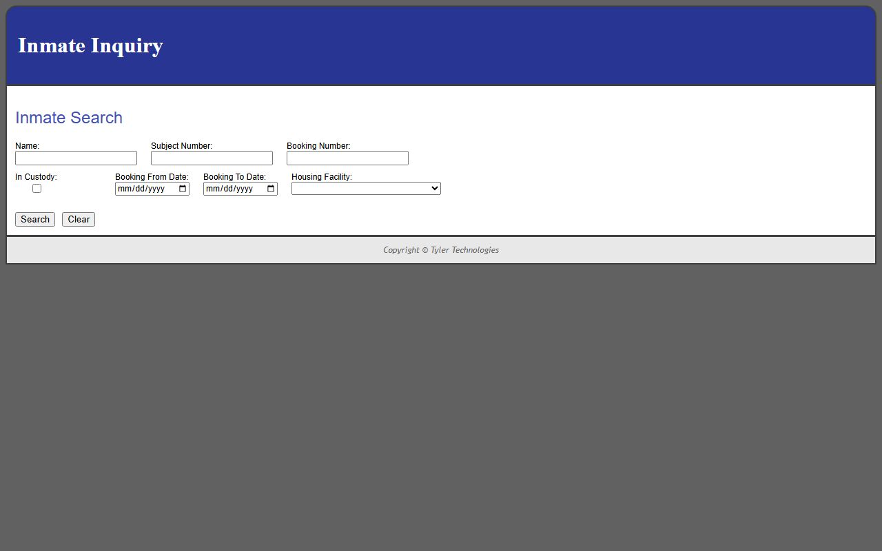 Kankakee County Tyler inmate inquiry search form for the jail roster